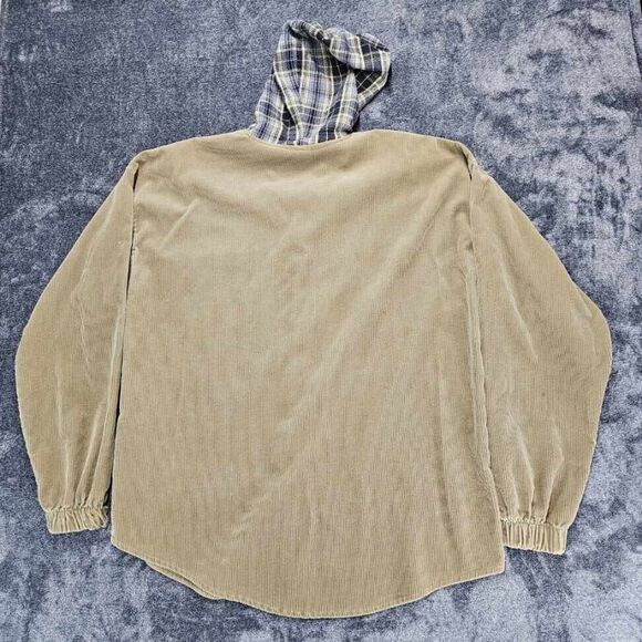 Vintage No Fear Coruroy Jacket Plaid Hood XL 100% Cotton Made in The USA Y2K - Picture 2 of 13